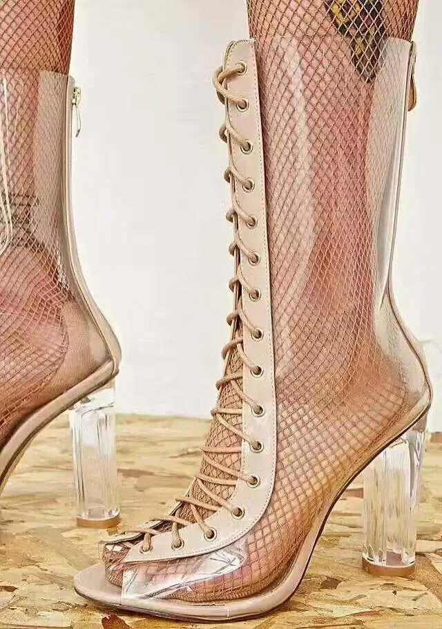 LTTL Latest Transparent Film PVC Peep Toe Rome High Heel Boots Women Lace-up Mid-calf Boots Sexy Woman transparent boots Woman
LTTL Latest Transparent Film PVC Peep Toe Rome High Heel Boots Women Lace-up Mid-calf Boots Sexy Woman transparent boots Woman