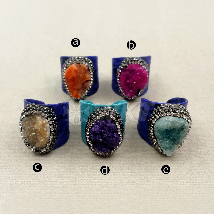 RR021 WKT New Arrival Ring Exquisite Rhinestone Pave Ring With Natural High Quanlity Druzy Quartz Ring Adjustable Women Ring
RR021 WKT New Arrival Ring Exquisite Rhinestone Pave Ring With Natural High Quanlity Druzy Quartz Ring Adjustable Women Ring