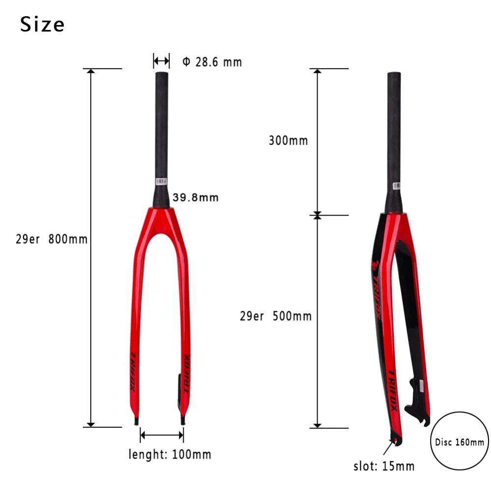 TRIFOX Carbon Fiber MTB Bike Fork Tapered Rigid Bicycle Fork Disc Brake 29ER Mountain Bike Bicicleta Accessories 1-1/8'' 1-1/2
TRIFOX Carbon Fiber MTB Bike Fork Tapered Rigid Bicycle Fork Disc Brake 29ER Mountain Bike Bicicleta Accessories 1-1/8'' 1-1/2