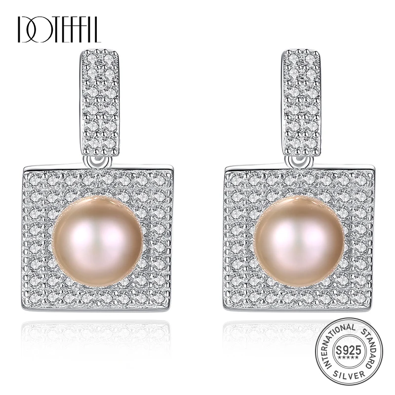 DOTEFFIL Earrings Natural Freshwater Pearl 925 Sterling Silver Zircon Square Stud Earrings Pearl Jewelry Women Wedding/Party
DOTEFFIL Earrings Natural Freshwater Pearl 925 Sterling Silver Zircon Square Stud Earrings Pearl Jewelry Women Wedding/Party