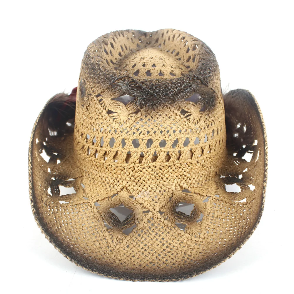 Шляпа Ковбойская женская Соломенная в западном стиле ажурная пляжная Панама