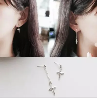 Daisies Asymmetrical Cross Dangle Earrings Pure 925 Sterling Silver Jewelry Women Statement Earrings Brincos Pendientes de plata
Daisies Asymmetrical Cross Dangle Earrings Pure 925 Sterling Silver Jewelry Women Statement Earrings Brincos Pendientes de plata