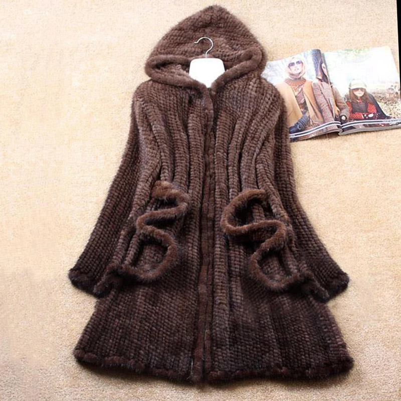 Новое зимнее пальто из натурального меха норки Женский Топ с длинным рукавом