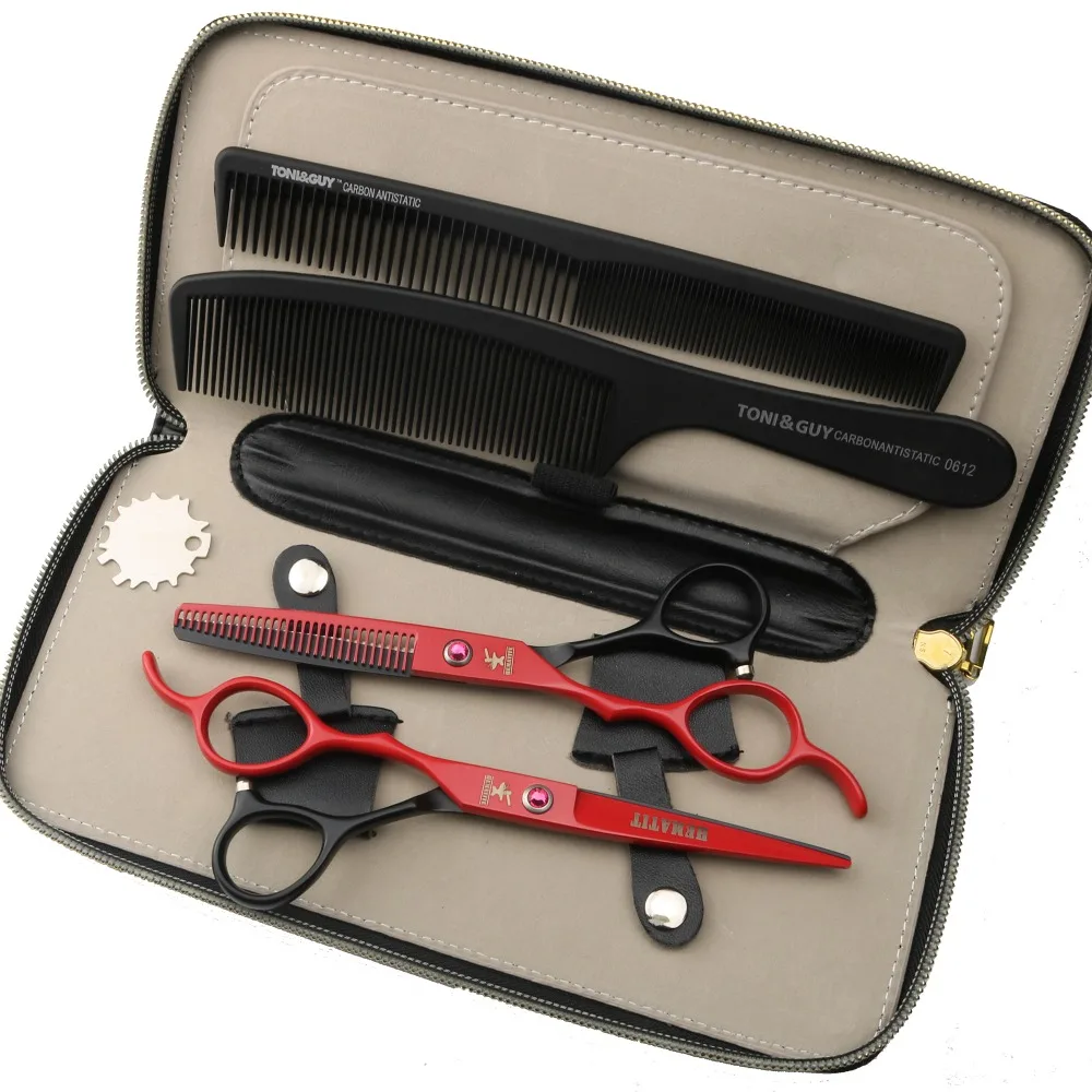 6 inch black red left hand hair scissors set Japanese high quality cutting scissors and thinning scissors and case
6 inch black red left hand hair scissors set Japanese high quality cutting scissors and thinning scissors and case