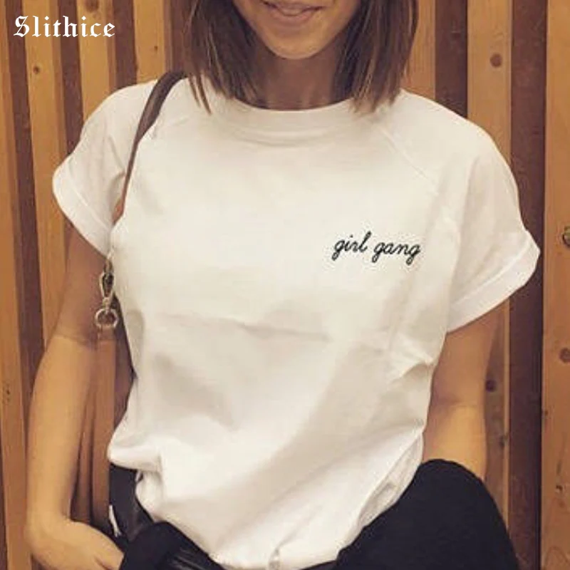 Slithice Women's T-shirts Punk Style girl gang Letter Print t shirt Short Sleeve O-neck Black White Casual Summer tshirt tops
Slithice Women's T-shirts Punk Style girl gang Letter Print t shirt Short Sleeve O-neck Black White Casual Summer tshirt tops