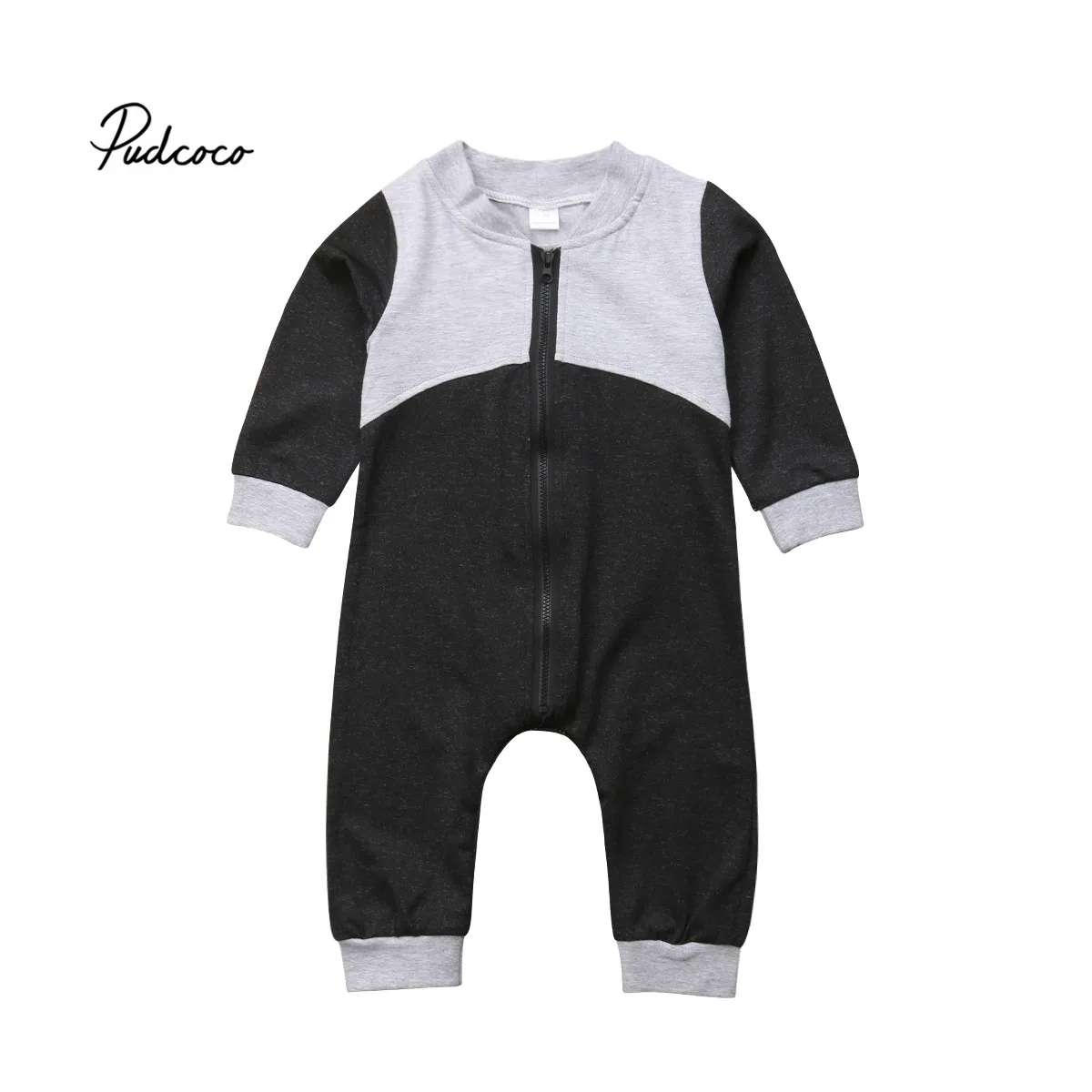 Pudcoco Casual Newborn Baby Infant Boy Cotton Patchwork Romper Jumpsuit Outfits Long Sleeve Clothes 0-24M | Мать и