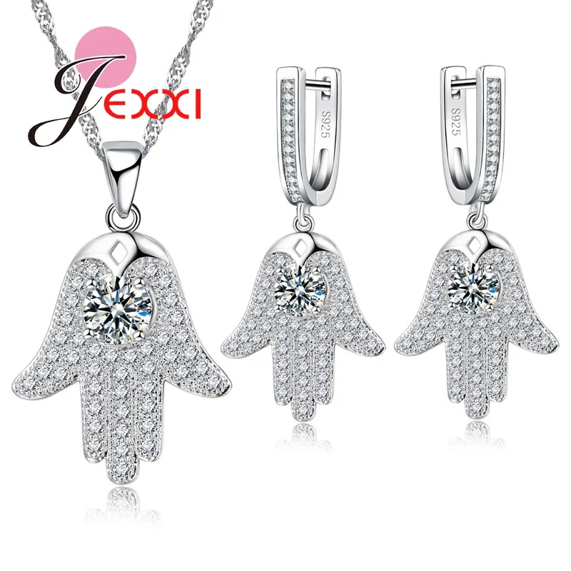 925 Sterling Silver Hand Pendant Necklace Earring Jewelry Sets Birthday Gifts Bijoux Full Shiny Cubic Zirconia Crystal
925 Sterling Silver Hand Pendant Necklace Earring Jewelry Sets Birthday Gifts Bijoux Full Shiny Cubic Zirconia Crystal