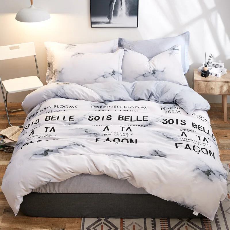 Комплект постельного белья без одеяла, хлопковый пододеяльник, простынь, мраморный принт, Размер full/queen/king, 2019 
Комплект постельного белья без одеяла, хлопковый пододеяльник, простынь, мраморный принт, Размер full/queen/king, 2019