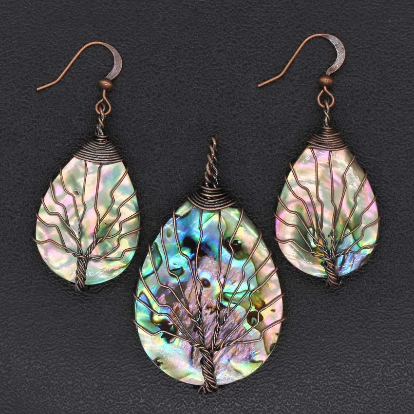 Trendy-beads Copper Plated Wire Wrap Water Drop Pendant Abalone Shell Earrings Personalized Jewelry Sets
Trendy-beads Copper Plated Wire Wrap Water Drop Pendant Abalone Shell Earrings Personalized Jewelry Sets