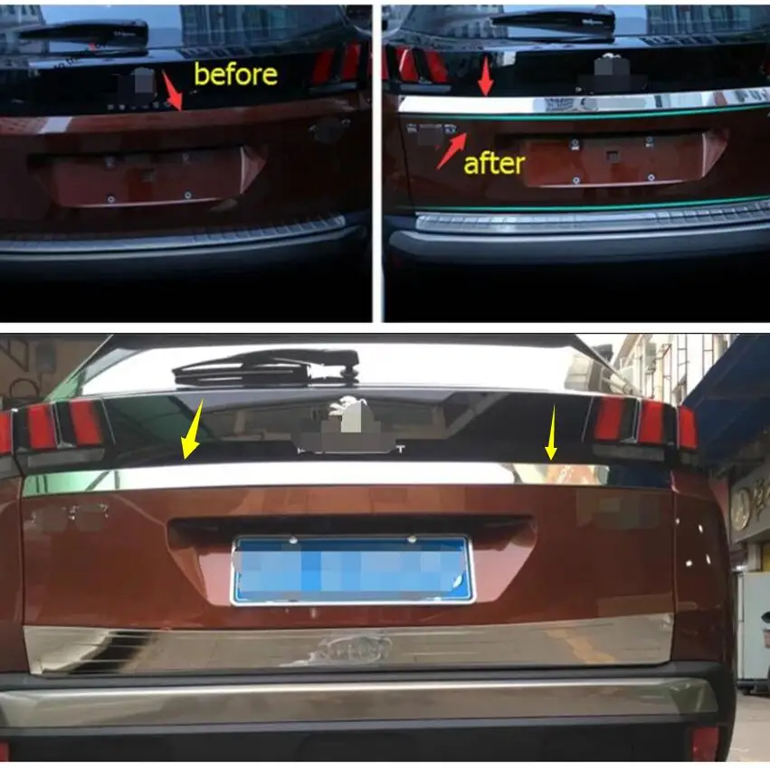 Yimaautotrims задний багажник полоса для отделки дверей Накладка Peugeot 3008 3008GT 2017 2018 2019 2020