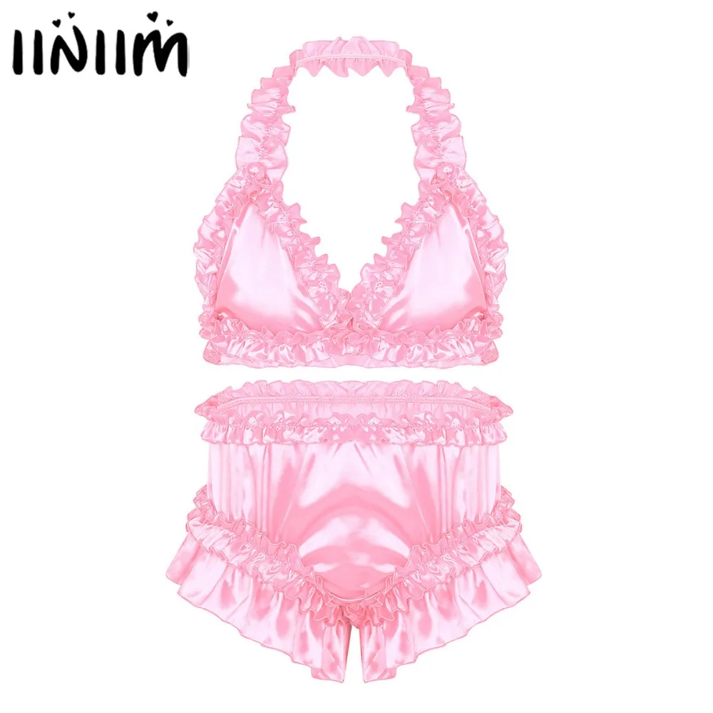 Mens Lingerie Set Satin Frilly Ruffled Sexy Gay Panties Bra Tops with Knickers Bloomers Briefs Sissy Underwear Gay Clubwear
Mens Lingerie Set Satin Frilly Ruffled Sexy Gay Panties Bra Tops with Knickers Bloomers Briefs Sissy Underwear Gay Clubwear