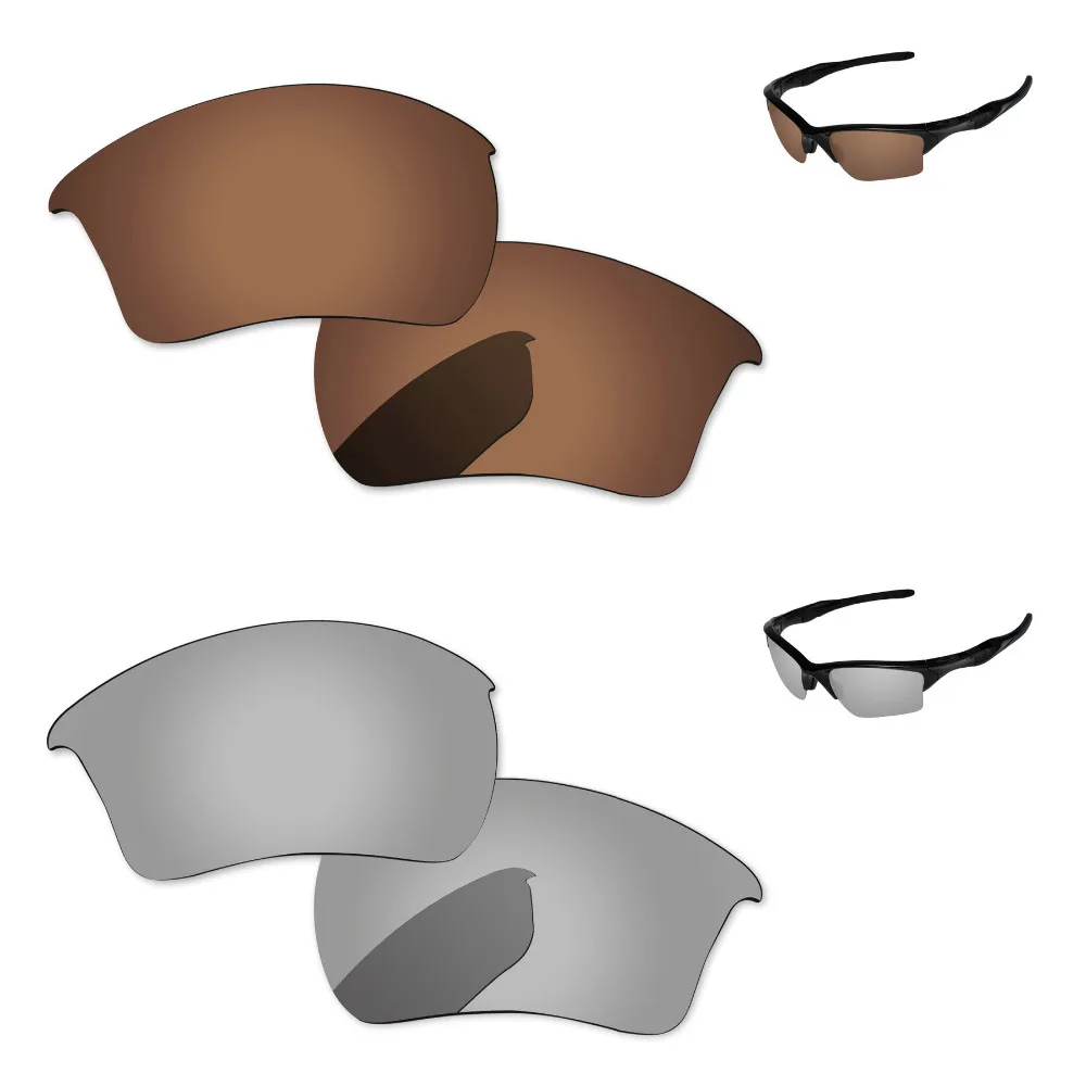 

Chrome серебристо-коричневый 2 пары Поляризованные замены линзы для Half Jacket 2,0 XL Солнцезащитные очки Frame 100% UVA и UVB Защита