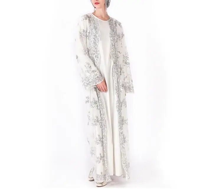 Muslim Dress Clothing Women Lace Sequin Cardigan Long Sleeve Maxi Dress High Quality Luxury Elegant Party Dresses Robe vestido
Muslim Dress Clothing Women Lace Sequin Cardigan Long Sleeve Maxi Dress High Quality Luxury Elegant Party Dresses Robe vestido