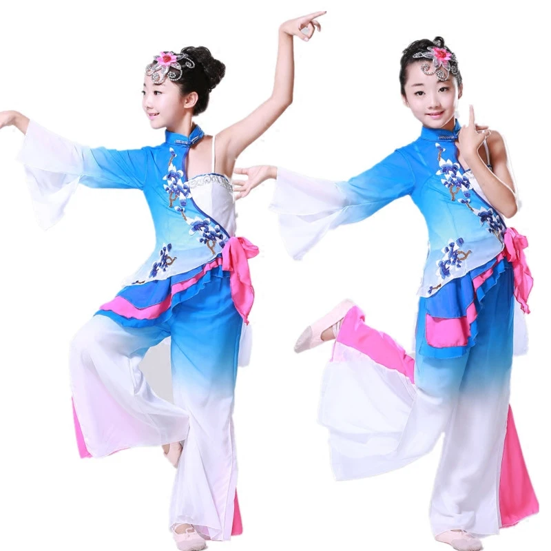 Girls Embroidery Chinese Folk Dance Costumes Blue Children Fan Yangko Classical Dance Stage Performance Clothing
Girls Embroidery Chinese Folk Dance Costumes Blue Children Fan Yangko Classical Dance Stage Performance Clothing