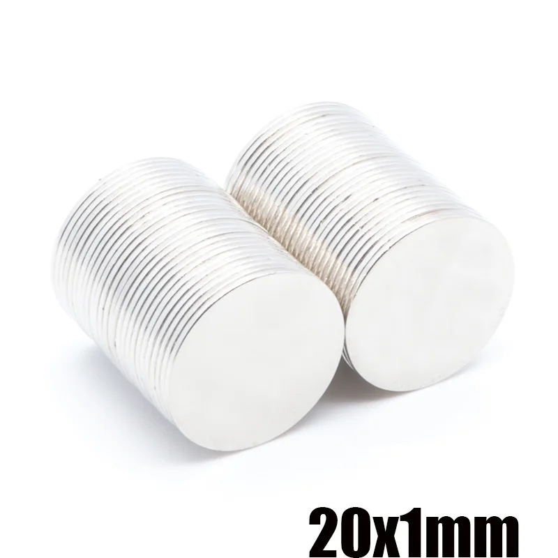 

100pcs 20x1 mm N35 Strong Neodymium Magnet 20x1 Round Rare Earth Permanet Magnets 20*1mm Packaging Magnet Fridge Magnet