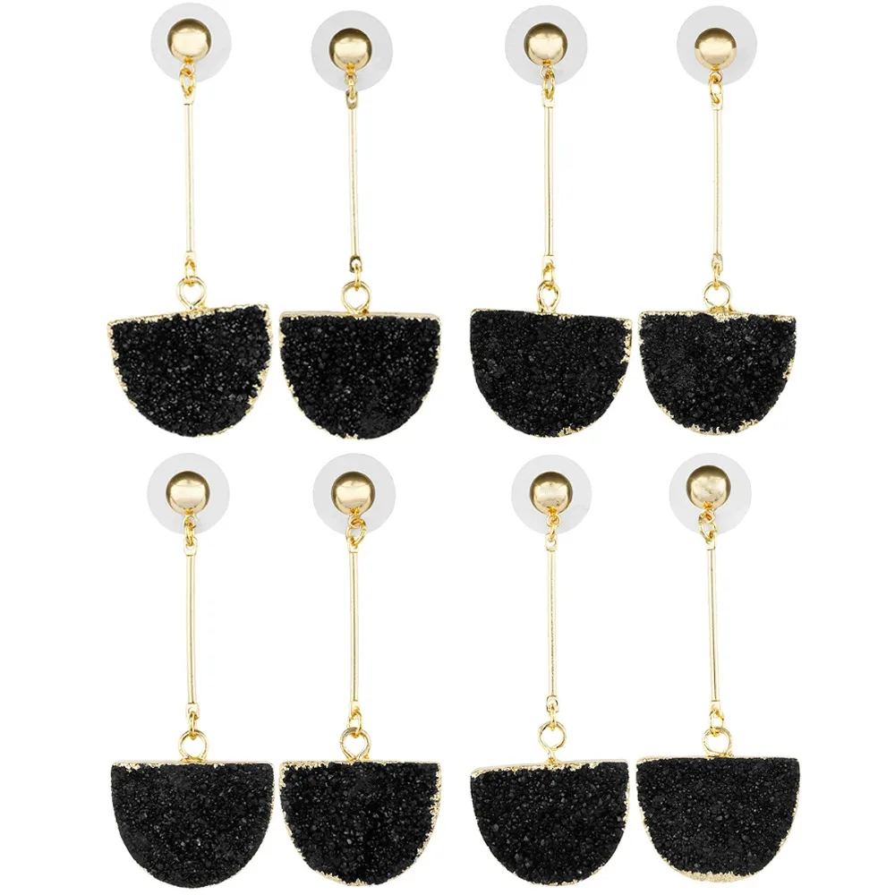 TUMBEELLUWA Semicircle Shape Druzy Crystal Quartz Long Dangle Drop Earrings for Women
TUMBEELLUWA Semicircle Shape Druzy Crystal Quartz Long Dangle Drop Earrings for Women