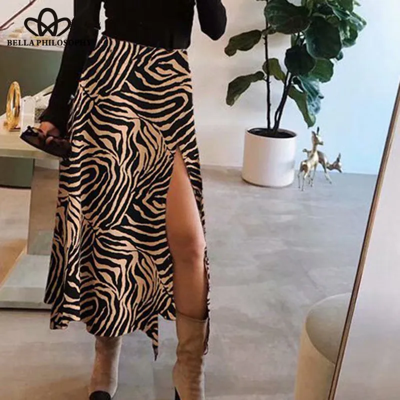Heydress Сексуальные Сплит длинный макси юбки винтажный рисунок с животным зеброй