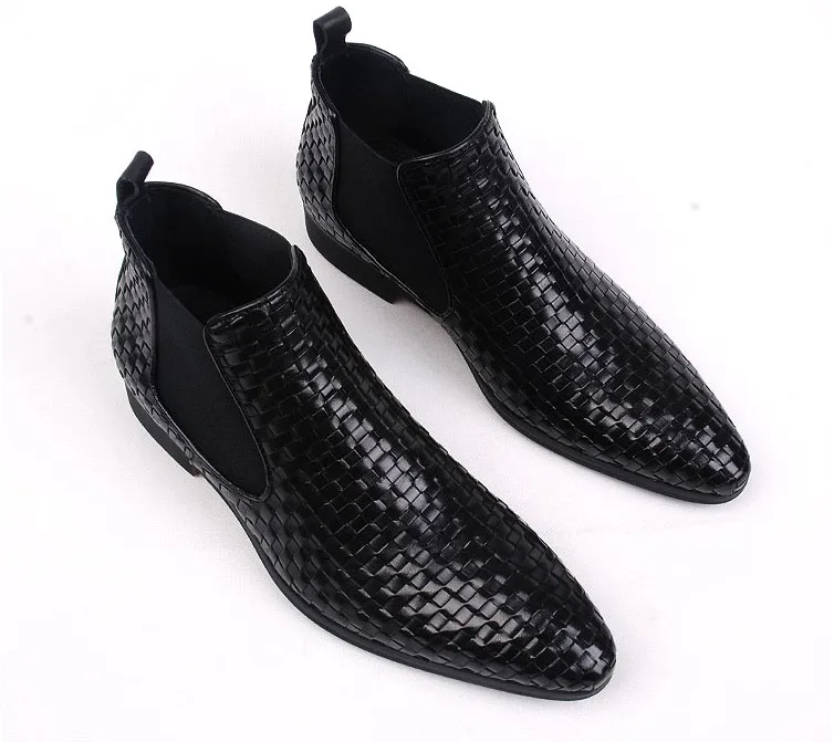 Italy Men Pointed Toes Weaving Genuine Leather Handmade Elastic Slip On Martin Boots Men Classical Youth Flat Short Boots
Italy Men Pointed Toes Weaving Genuine Leather Handmade Elastic Slip On Martin Boots Men Classical Youth Flat Short Boots