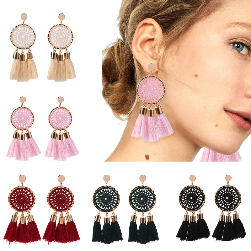 HOCOLE Bohemian Long Tassel Earring Female Ethnic Gold Metal Tassel Weave Round Drop Earrings Statement Fashion Jewelry Party
HOCOLE Bohemian Long Tassel Earring Female Ethnic Gold Metal Tassel Weave Round Drop Earrings Statement Fashion Jewelry Party