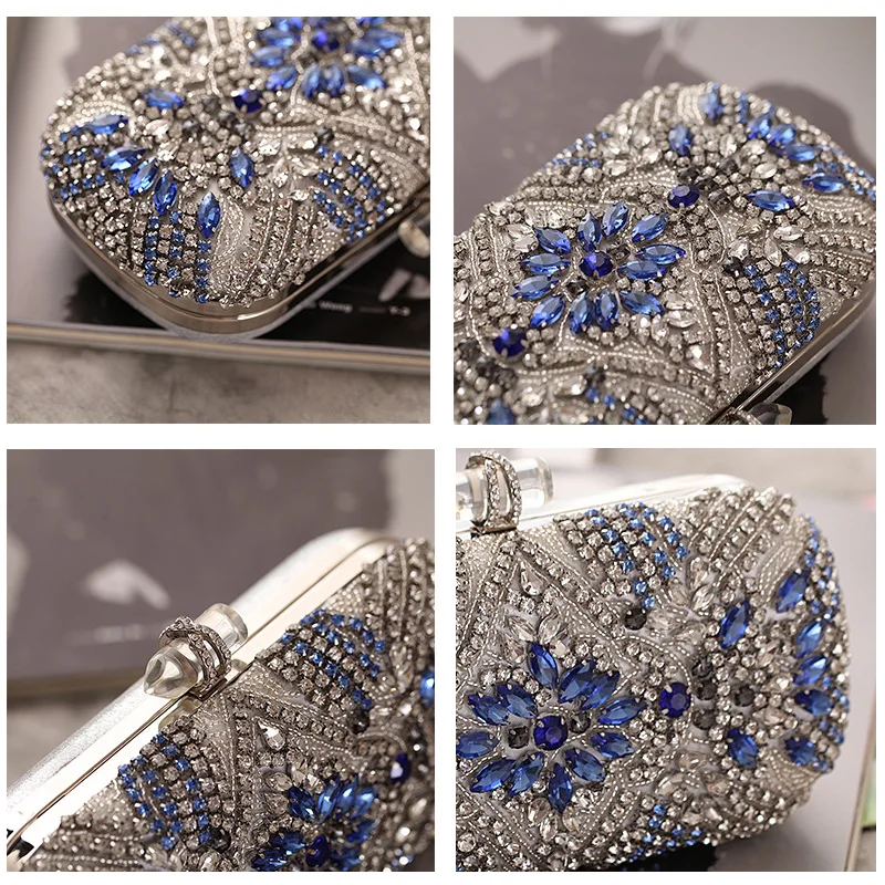 клатч женский роскошные вечерние сумочки свадебные с кристаллами на цепочке