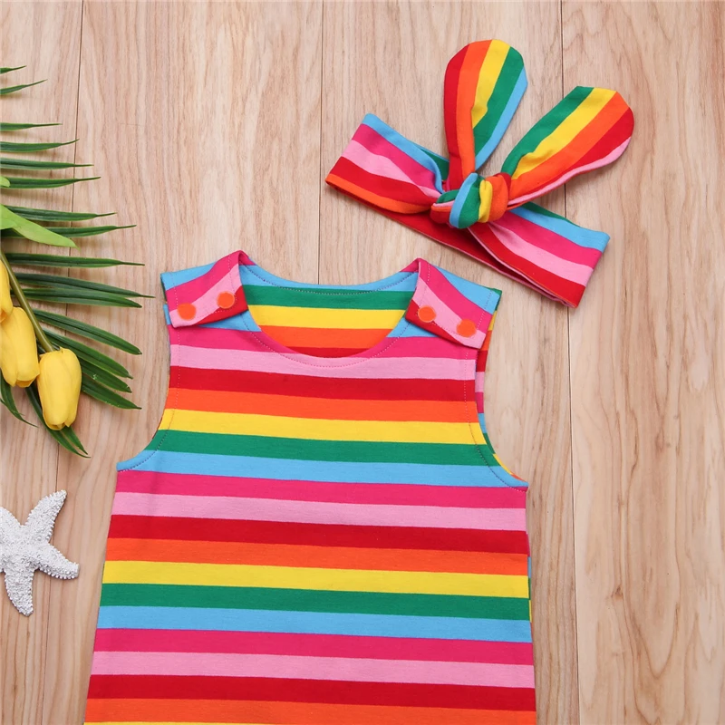 Emmababy Newborn Infant Baby Girls Sleeveless Rainbow Romper Jumpsuit Cotton Clothes+Headband Summer Kids Clothing
Emmababy Newborn Infant Baby Girls Sleeveless Rainbow Romper Jumpsuit Cotton Clothes+Headband Summer Kids Clothing