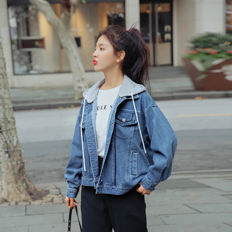 Spring Hooded Denim Jacket For Women Casual BF Jeans Jacket Holes Vintage Harajuku Coat loose Streetwear denim patchwork
Spring Hooded Denim Jacket For Women Casual BF Jeans Jacket Holes Vintage Harajuku Coat loose Streetwear denim patchwork