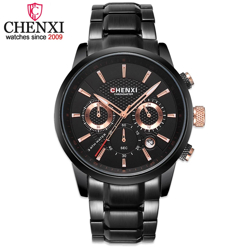 Fashion CHENXI Brand Men Fashion Casual Watch Male Black Steel Wristwatches Military Sports watch Waterproof Quartz WristWatches
Fashion CHENXI Brand Men Fashion Casual Watch Male Black Steel Wristwatches Military Sports watch Waterproof Quartz WristWatches