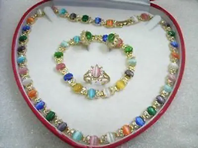 Fashion girl jewelry Costume Pretty Multicolor Opal Necklace Bracelet Earring Ring set jade crystal Jewelry
Fashion girl jewelry Costume Pretty Multicolor Opal Necklace Bracelet Earring Ring set jade crystal Jewelry