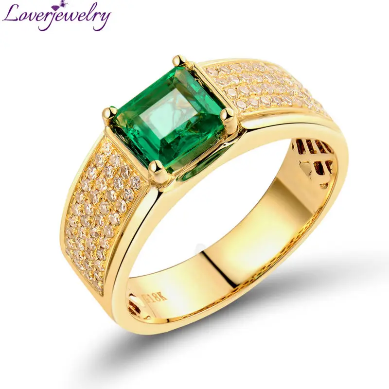 LOVERJEWELRY Men Rings for Unisex Natural Diamonds 0.9Ct Princess Cut Emerald Green Gemstone 18K Yellow Gold Bands Ring Women
LOVERJEWELRY Men Rings for Unisex Natural Diamonds 0.9Ct Princess Cut Emerald Green Gemstone 18K Yellow Gold Bands Ring Women