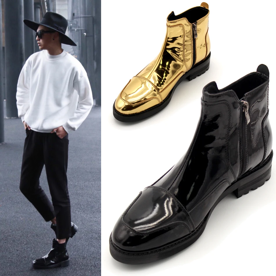 New style gold/black pointed toe ankle booties real patent leather size zipper short boots outdoor shoes men
New style gold/black pointed toe ankle booties real patent leather size zipper short boots outdoor shoes men