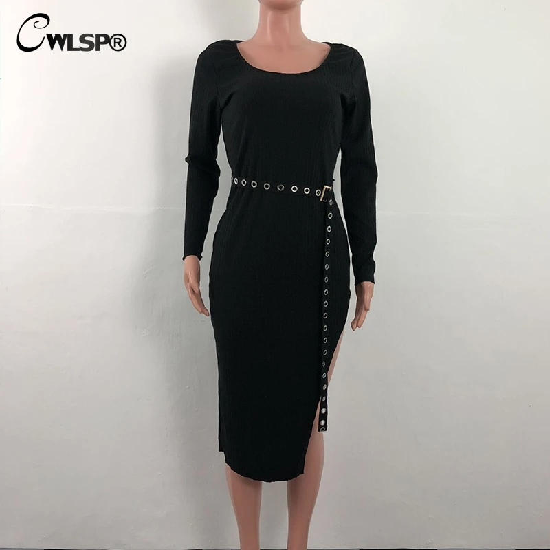 CWLSP 2018 Autumn Solid Ribbed Elastic Women Dress With Belt Long Sleeve Sexy Side Split Long Dress Women Clothes QZ3168
CWLSP 2018 Autumn Solid Ribbed Elastic Women Dress With Belt Long Sleeve Sexy Side Split Long Dress Women Clothes QZ3168