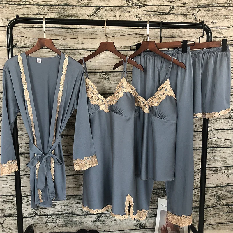 Женская пижама, атласная пижама, 5 шт., пижамный комплект, Сексуальная кружевная Пижама, пижама для сна, пижама, шелковая ночная Домашняя одеж...
Женская пижама, атласная пижама, 5 шт., пижамный комплект, Сексуальная кружевная Пижама, пижама для сна, пижама, шелковая ночная Домашняя одеж...