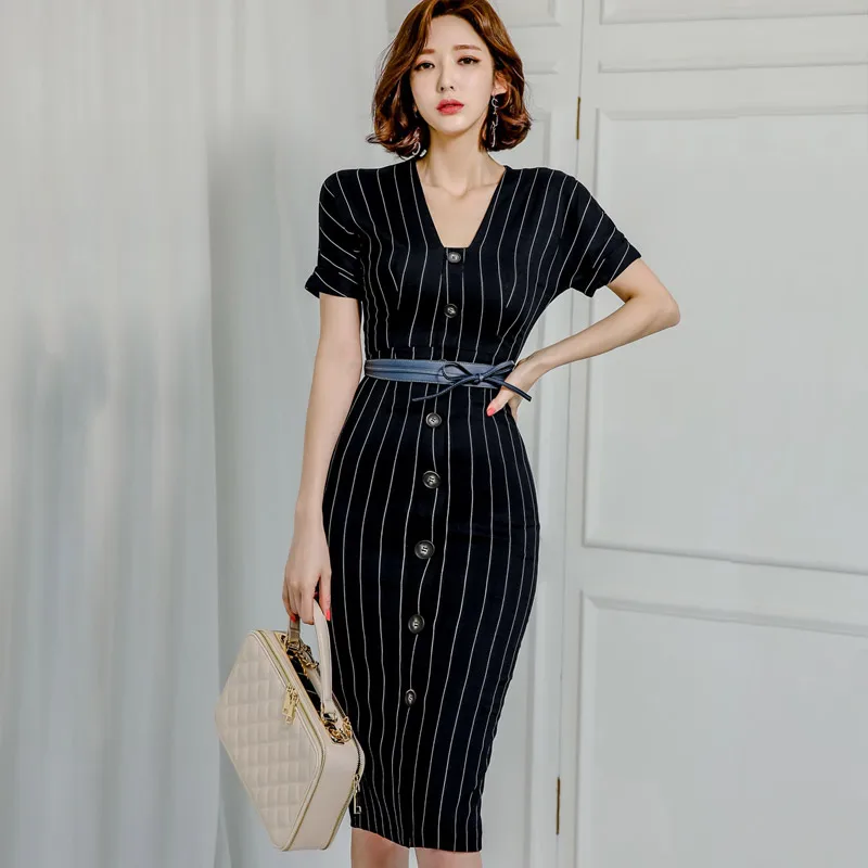 Women Fashion Summer Stripe Wrap V Neck Short Sleeve Bodycon Office Lady Elegant Midi Dress
Women Fashion Summer Stripe Wrap V Neck Short Sleeve Bodycon Office Lady Elegant Midi Dress