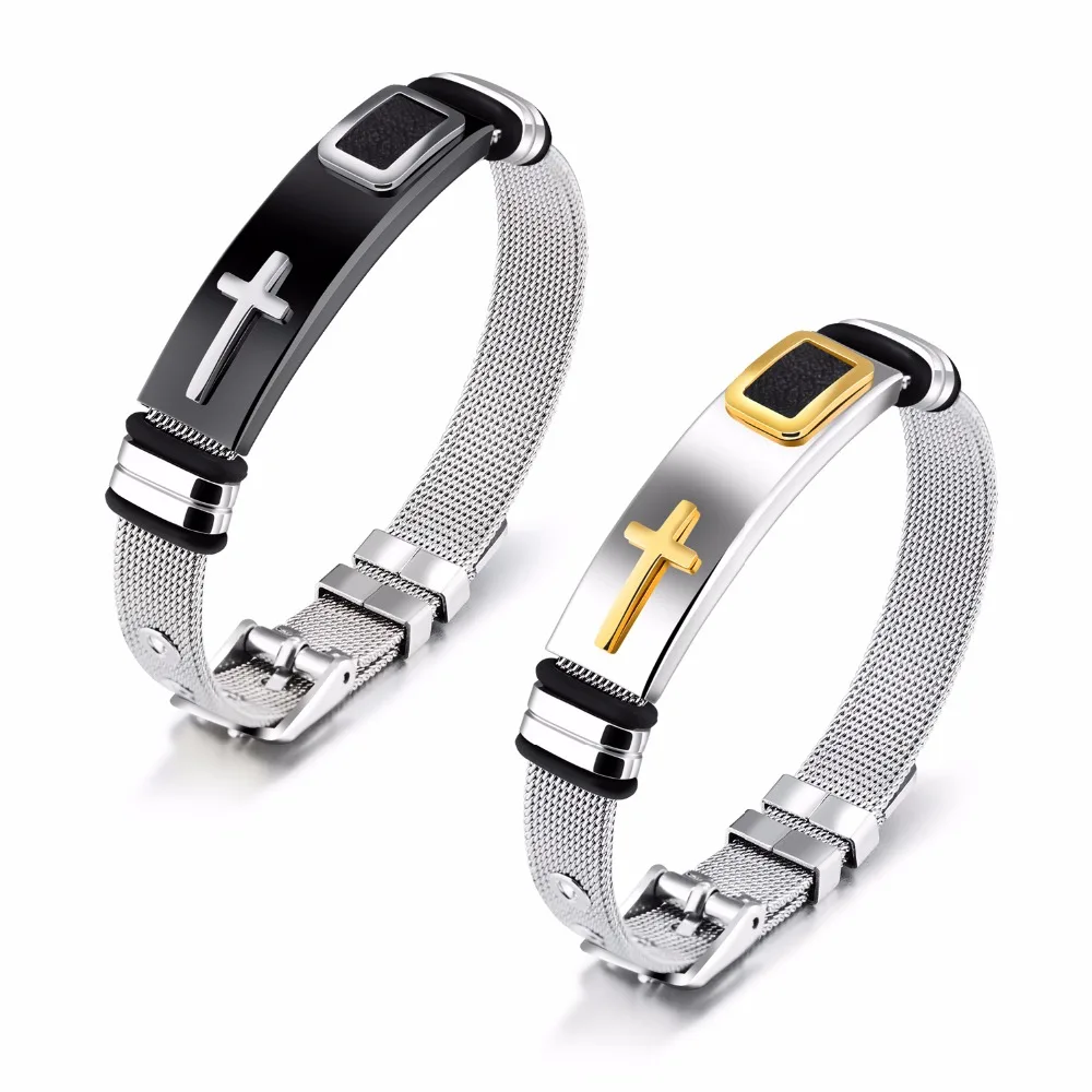 Punk Cross Bangles Bracelet For Men Mesh Strap Band Stainless Steel Black/ Gold Color Male Bracelets Jewellery Gift
Punk Cross Bangles Bracelet For Men Mesh Strap Band Stainless Steel Black/ Gold Color Male Bracelets Jewellery Gift