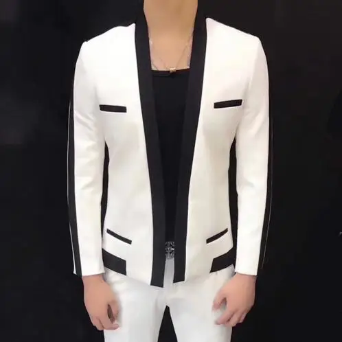 

S-2XL Men's new fashion fashion walk-show The groom's wedding suit hairdresser's jacket plus size singer costumes