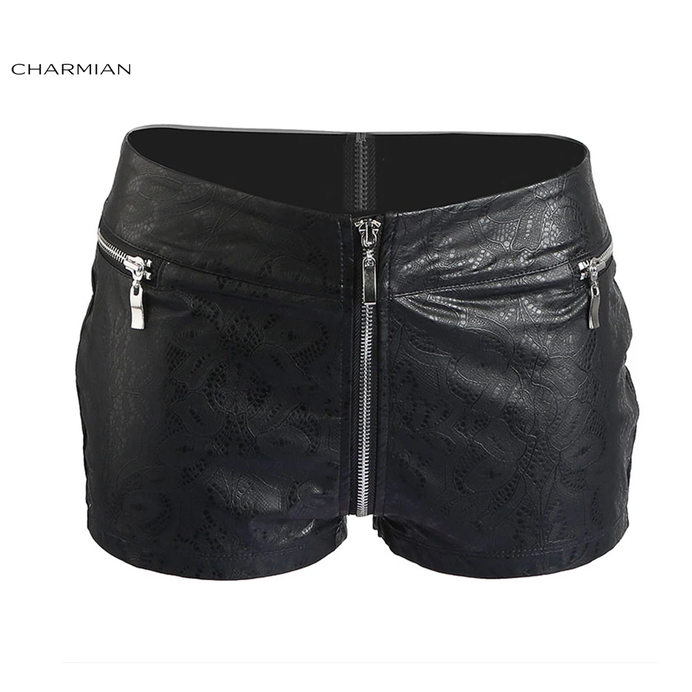 Charmian Women's Summer Booty Shorts Faux Leather Black Floral Low Waist Wet Look Shorts Zipper Sexy Steampunk Club Wear Shorts
Charmian Women's Summer Booty Shorts Faux Leather Black Floral Low Waist Wet Look Shorts Zipper Sexy Steampunk Club Wear Shorts