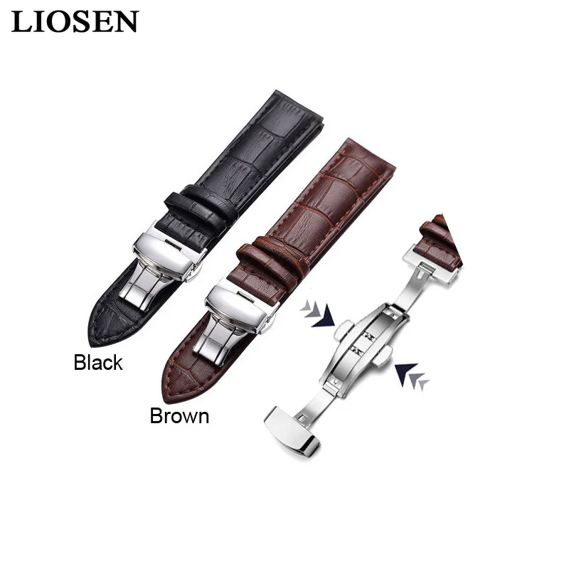LIOSEN 18-24mm Watch Strap Double Button Fold Butterfly Clasp Genuine Leather Watchband Black Brown Watchbands
LIOSEN 18-24mm Watch Strap Double Button Fold Butterfly Clasp Genuine Leather Watchband Black Brown Watchbands