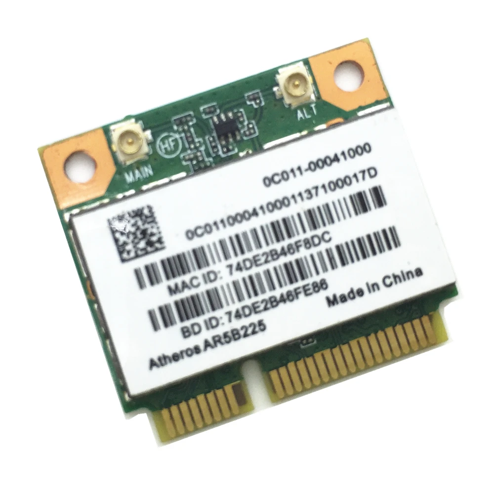 AR5B225 WIFI беспроводной подходит для Bluetooth BT 4,0 Половина мини PCI-E карта сетевой адаптер для ноутбука
AR5B225 WIFI беспроводной подходит для Bluetooth BT 4,0 Половина мини PCI-E карта сетевой адаптер для ноутбука