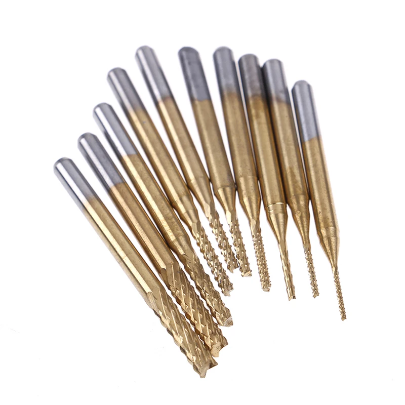 10pcs 3.175 Dia CNC End Mill Cutter Mini PCB Carbide Router Bits Kit Set 0.8-3.175mm For Milling Tool
10pcs 3.175 Dia CNC End Mill Cutter Mini PCB Carbide Router Bits Kit Set 0.8-3.175mm For Milling Tool