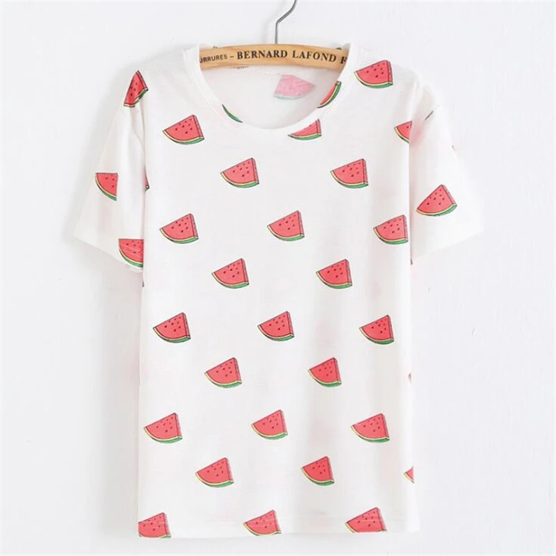 Футболка женская с принтом в виде арбуза банана и мороженого|t shirt female|basic topwomen summer