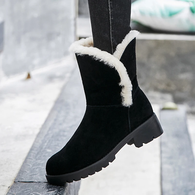 ISNOM Lambswool Women Snow Boots Round Toe Warm Footwear Thick Heels Female Boots Platform Cow Suede Shoes Woman Winter Black
ISNOM Lambswool Women Snow Boots Round Toe Warm Footwear Thick Heels Female Boots Platform Cow Suede Shoes Woman Winter Black