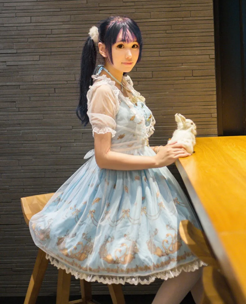 Платье принцессы для девочек, милое летнее платье в стиле "Лолита", с синим лебедем, короной, штампованным воротником-хомутом и кружевом, пла... 
Платье принцессы для девочек, милое летнее платье в стиле "Лолита", с синим лебедем, короной, штампованным воротником-хомутом и кружевом, пла...