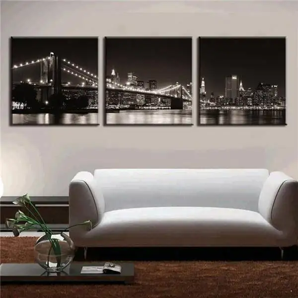 3 Pcs/Set Canvas Painting 3 Pieces Landscape Canvas Prints The Black Night Of The Brooklyn Bridge In New York Wall Paintings
3 Pcs/Set Canvas Painting 3 Pieces Landscape Canvas Prints The Black Night Of The Brooklyn Bridge In New York Wall Paintings