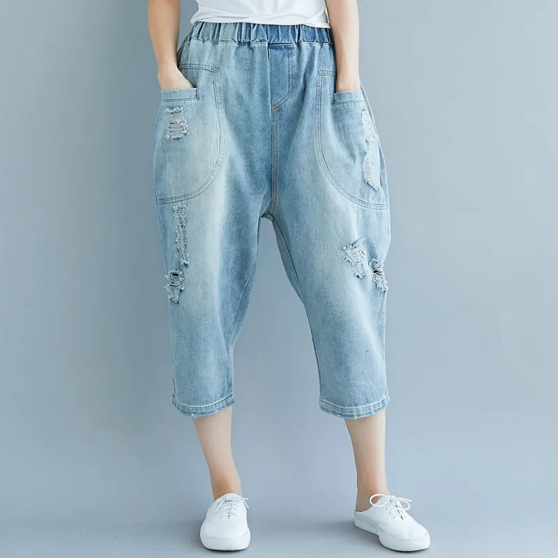 New style big size causal calf-length jeans pants, with hole & baggy pants& elastic waist leisure,yz0035
New style big size causal calf-length jeans pants, with hole & baggy pants& elastic waist leisure,yz0035