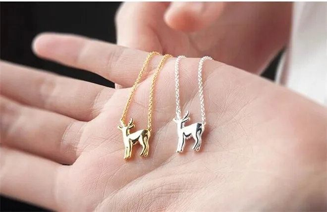 

New Simple Antler Christmas deer animal Necklace Reindeer Horn Stag Cute Bambi Woodland Fawn elk Necklace Lucky festival jewelry