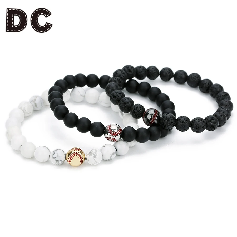 DC Women Bracelets Trinket Trendy Black White Beaded Bracelets For Women Lava Stone Baseball Charm Bangle Party Fashion Jewelry
DC Women Bracelets Trinket Trendy Black White Beaded Bracelets For Women Lava Stone Baseball Charm Bangle Party Fashion Jewelry
