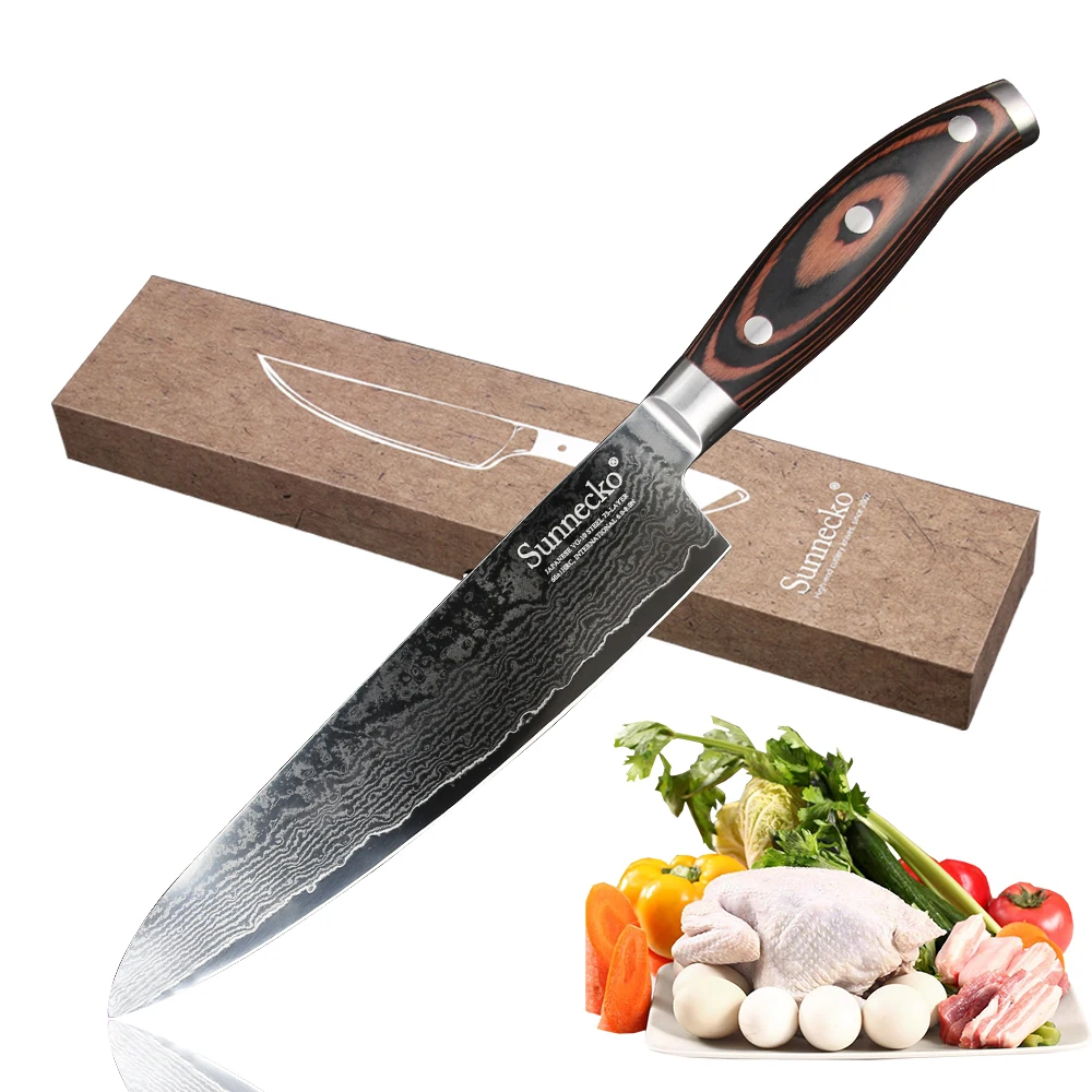 SUNNECKO 8" inch Chef Knife Kitchen Knives Japanese Damascus VG10 Steel 60HRC Strong Hardness Pakka Wood Handle Cooking Tools
SUNNECKO 8" inch Chef Knife Kitchen Knives Japanese Damascus VG10 Steel 60HRC Strong Hardness Pakka Wood Handle Cooking Tools