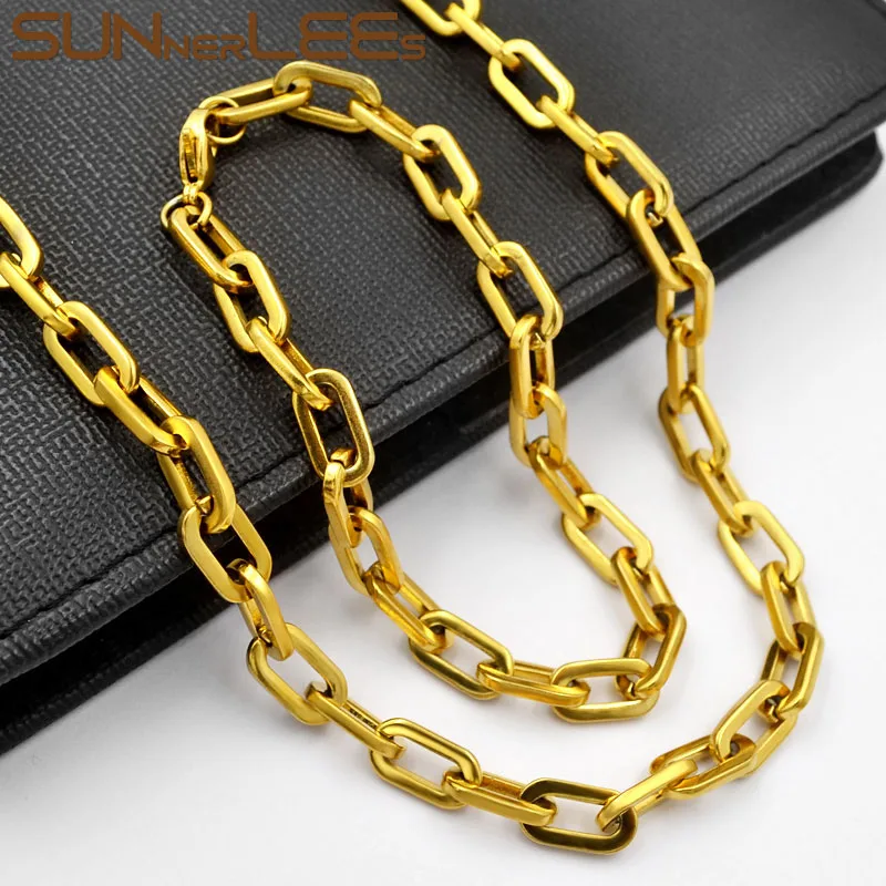 SUNNERLEES Stainless Steel Necklace Bracelet Set 6.5mm Geometric Link Chain Silver Color Gold Plated Men Women Jewelry SC96 S
SUNNERLEES Stainless Steel Necklace Bracelet Set 6.5mm Geometric Link Chain Silver Color Gold Plated Men Women Jewelry SC96 S