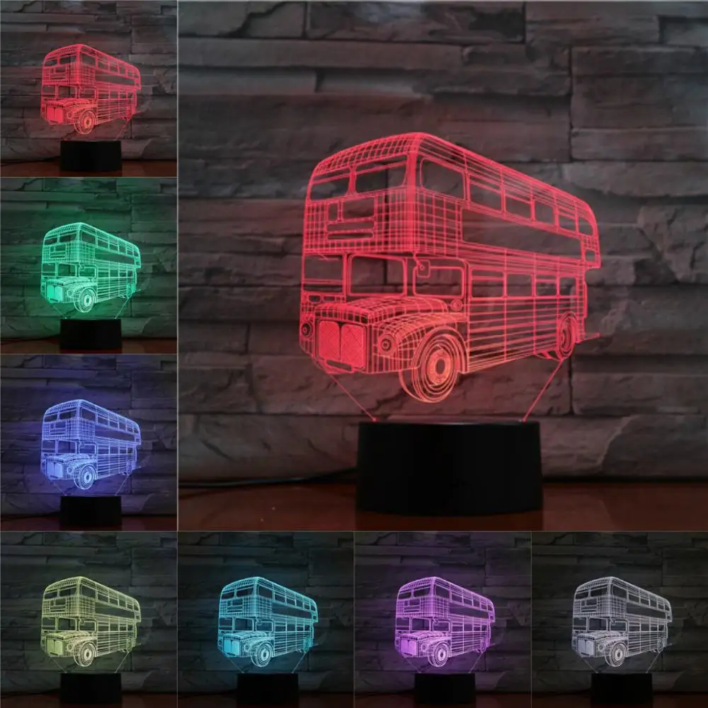 VCity 3D Lamp Night Light LED Bulb Double-deck Bus Multi-color Kid Toy Holiday Xmas Gifts For Children AA Battery Lights RGB
VCity 3D Lamp Night Light LED Bulb Double-deck Bus Multi-color Kid Toy Holiday Xmas Gifts For Children AA Battery Lights RGB