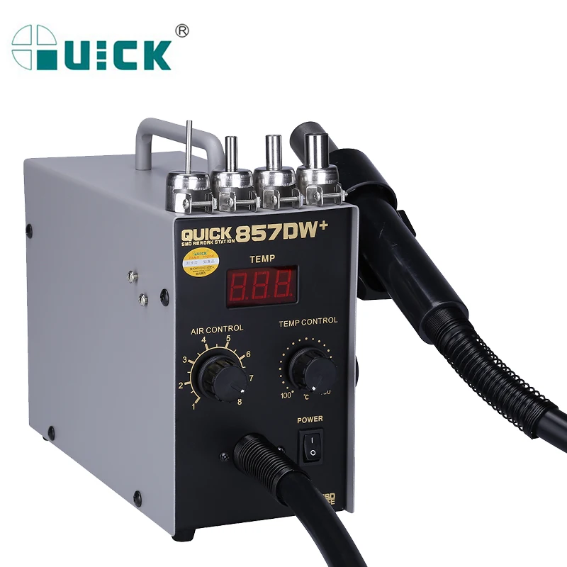 QUICK 857DW + паяльная станция 580 Вт, пистолет горячего воздуха с винтовым ветром, SMD BGA наладочная станция для распайки, тепловой пистолет, ремонтн...
QUICK 857DW + паяльная станция 580 Вт, пистолет горячего воздуха с винтовым ветром, SMD BGA наладочная станция для распайки, тепловой пистолет, ремонтн...